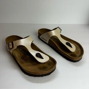 Birkenstock Gizeh Sandals Women's Size 6 EU 37 or Men's 4 Shoes Cream Adjustable